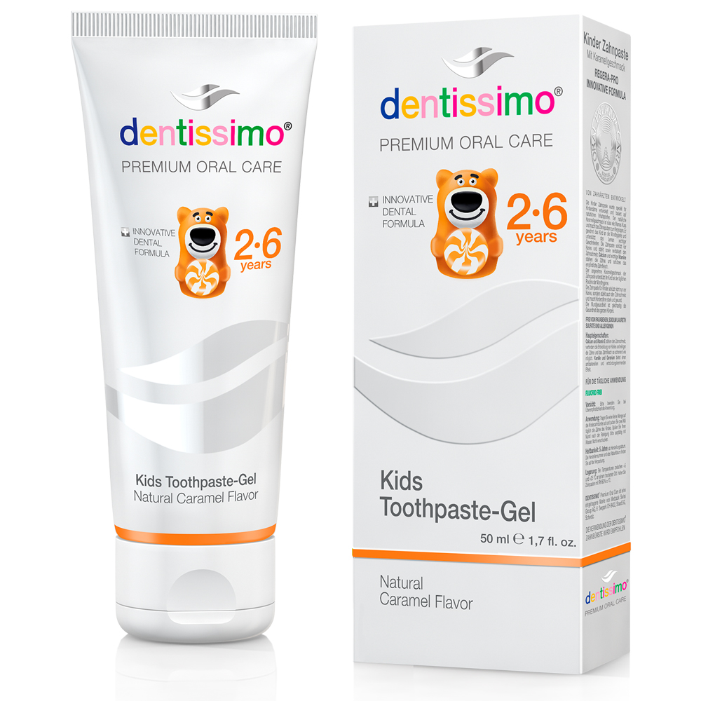 ЗУБНАЯ паста Детская Dentissimo KIDS от 2-х до 6 лет КАРАМЕЛЬ, 50мл (Италия)