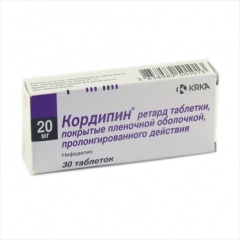 КОРДИПИН РЕТАРД 20мг N30 таб. с пролонгированным высвобождением покрытые пленочной оболочкой КРКА, д.д., Ново место