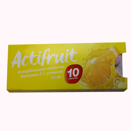 АКТИФРУТ аскорбиновая кислота таб. жевательные 25мг N10 Внешторг Фарма