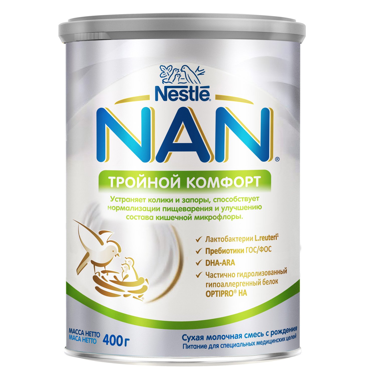 НЕСТЛЕ НАН ТРОЙНОЙ КОМФОРТ смесь молочная 0+ 400г Nestle