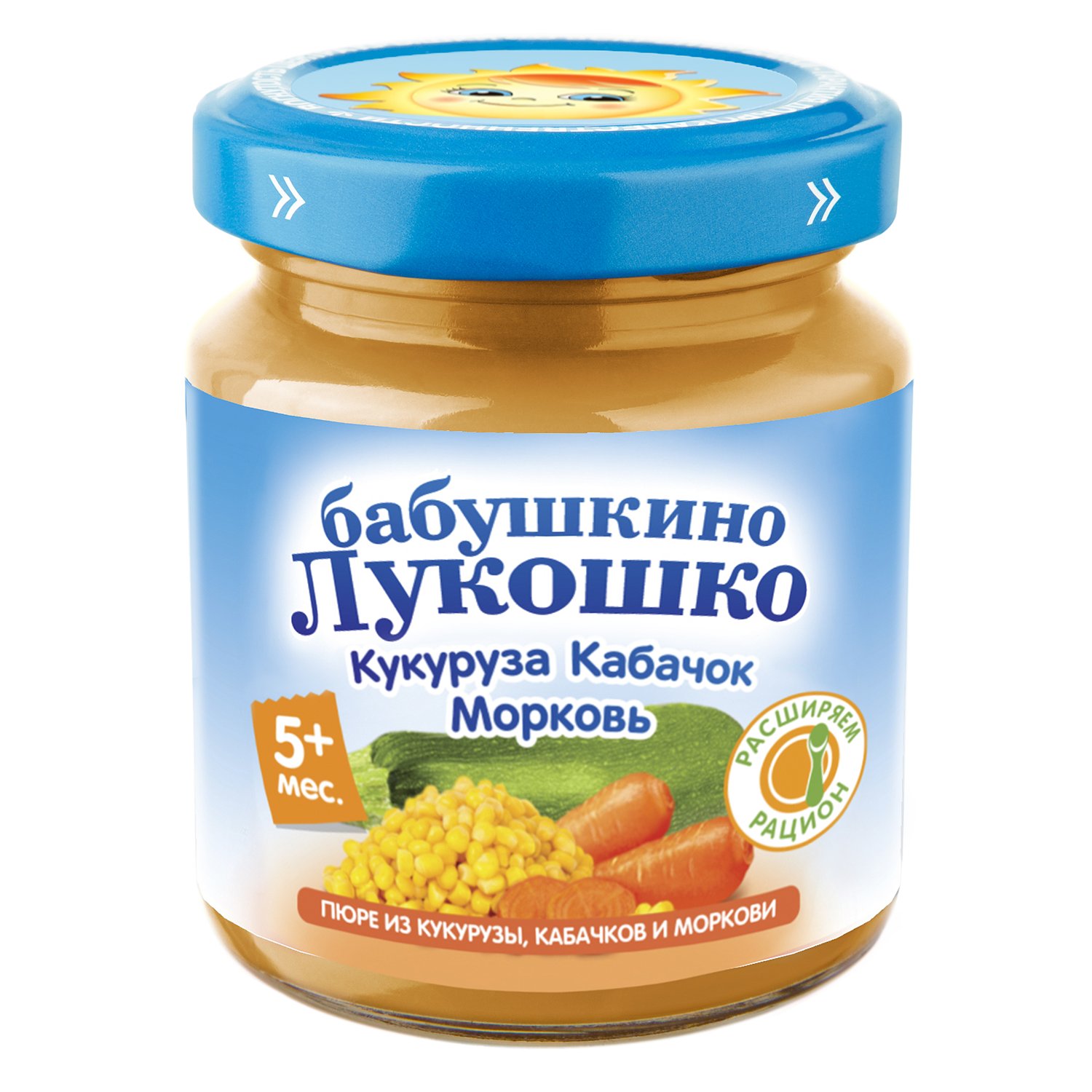 БАБУШКИНО ЛУКОШКО пюре Кукуруза/Кабачок/Морковь 5+ 100г Фаустово Завод детского питания