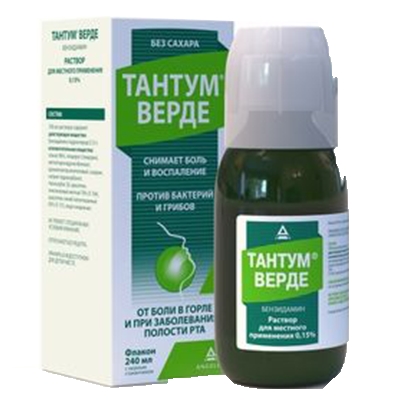 ТАНТУМ ВЕРДЕ 0,15% 240мл р-р д/местного применения Азиенде Кимике Риуните Анжелини Франческо А.К.Р.А.Ф. С.п.А.