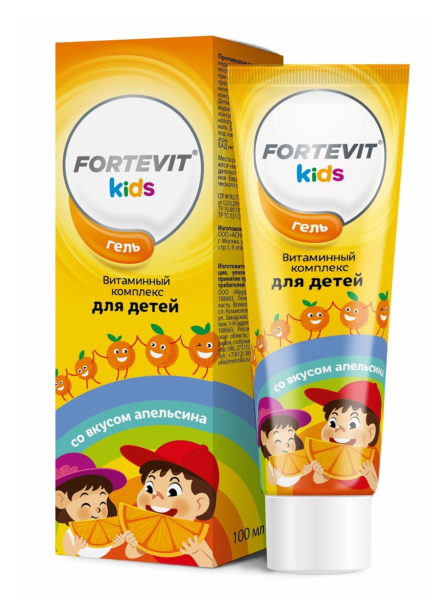 ФОРТЕВИТ КИДС Витагель витаминный комплекс д/детей со вкусом апельсина 100мл Мирролла