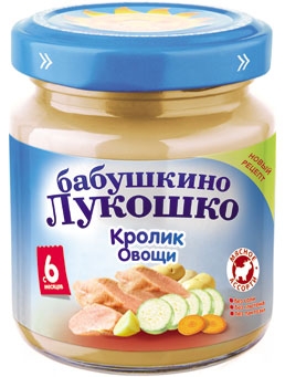 БАБУШКИНО ЛУКОШКО пюре Кролик/Овощи 6+ 100г Фаустово Завод детского питания