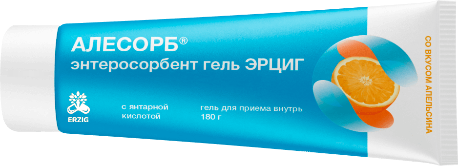 АЛЕСОРБ ЭНТЕРОСОРБЕНТ ГЕЛЬ ЭРЦИГ д/приема внутрь Апельсин 180г Фармфабрика ООО