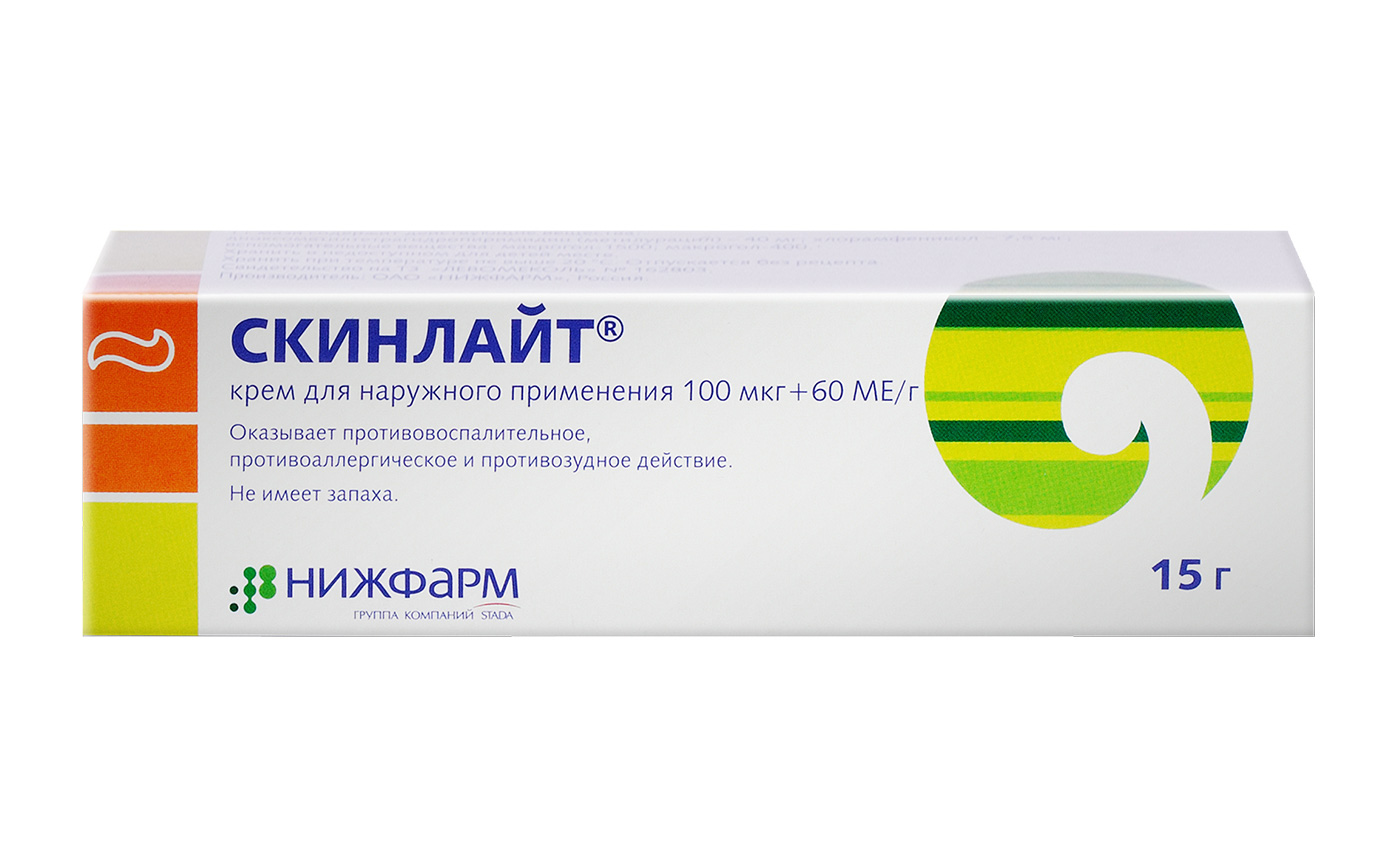 СКИНЛАЙТ 100мкг+60МЕ/г 15г крем д/наружного применения Нижфарм
