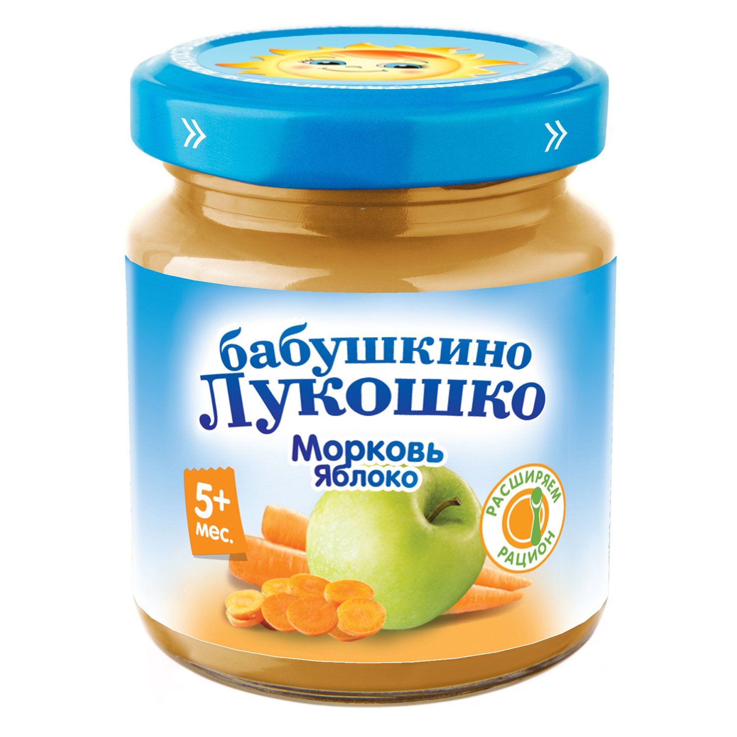 БАБУШКИНО ЛУКОШКО пюре Морковь/Яблоко 5+ 100г Фаустово Завод детского питания