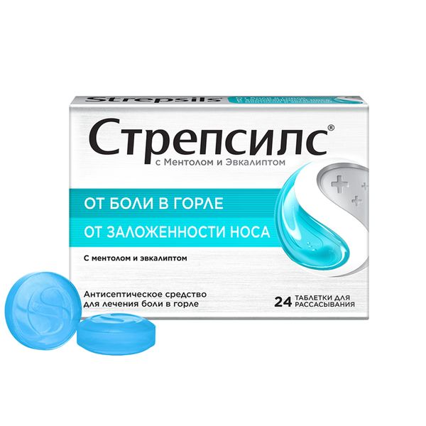 СТРЕПСИЛС N24 таб. д/рассасывания Ментол-Эвкалипт Reckitt Benckiser