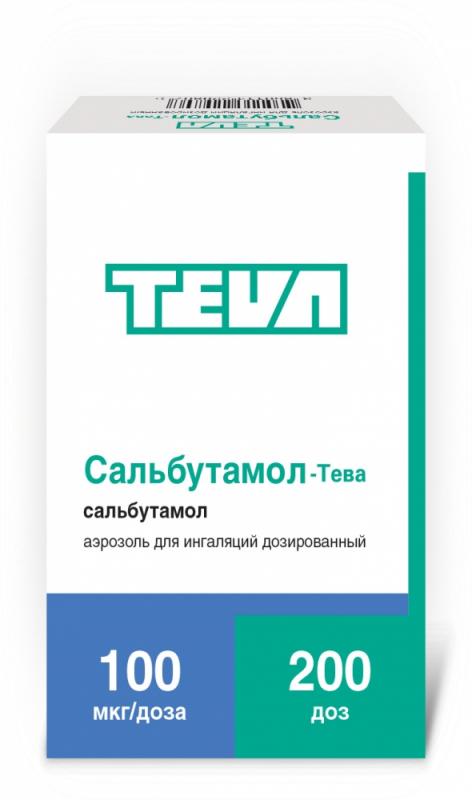 САЛЬБУТАМОЛ-ТЕВА 100мкг/доза 200доз аэрозоль для ингаляций дозированный Нортон Вотерфорд