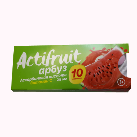 АКТИФРУТ аскорбиновая кислота таб. жевательные Арбуз 25мг N10 Внешторг Фарма