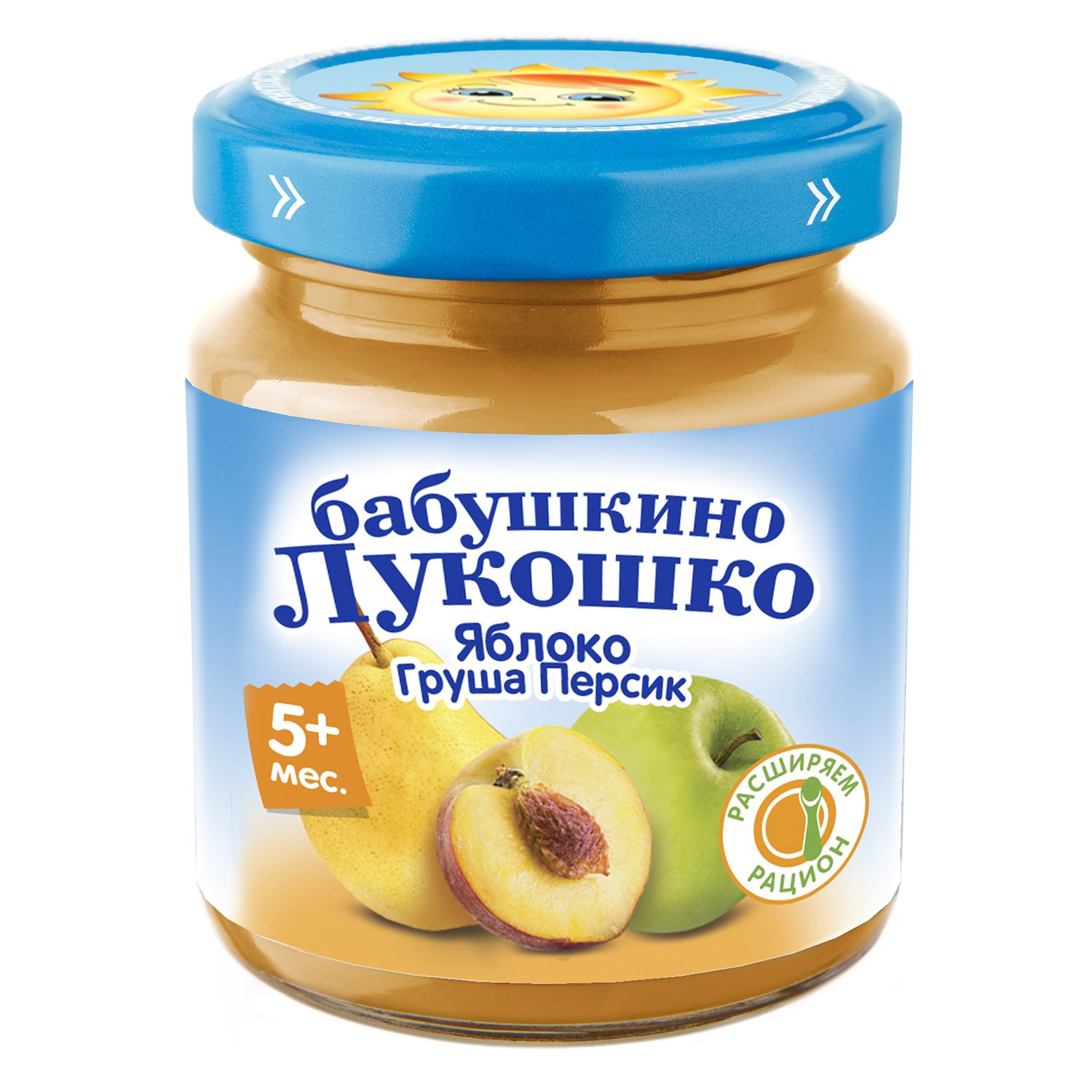 БАБУШКИНО ЛУКОШКО 100г пюре Яблоко/Груша/Персик