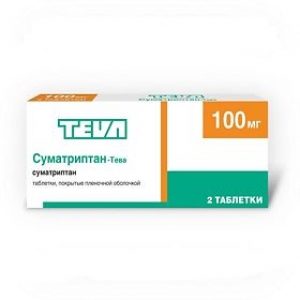 СУМАТРИПТАН-ТЕВА 100мг N2 таб. покрытые пленочной оболочкой Teva Pharmaceutical Works Private Co.