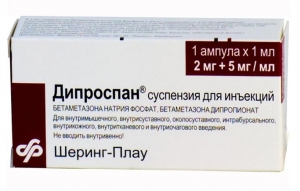 ДИПРОСПАН 2 мг+5 мг/мл 1мл N1 суспензия д/инъекций  Шеринг-Плау Лабо Н.В.
